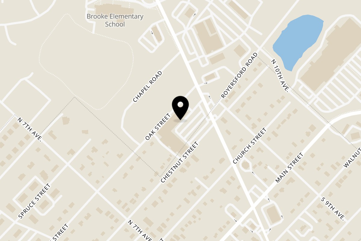 Map showing the location of Rossi's Pizzeria on 301 N Lewis Rd Unit 40 in Royersford